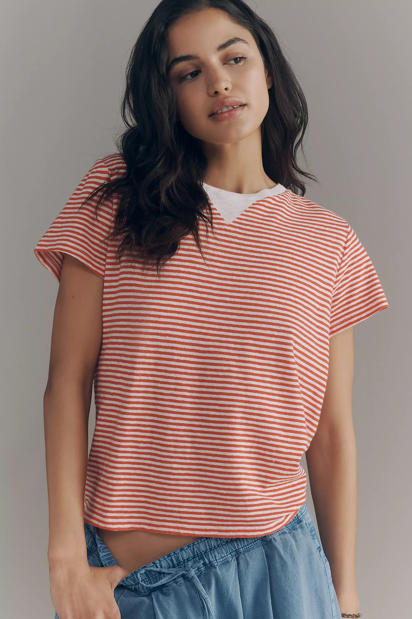 Clare V. Cotton Linen Classic Tee | Anthropologie (US)