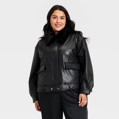Women's Faux Leather Jacket - A New Day™ Black 3X | Target