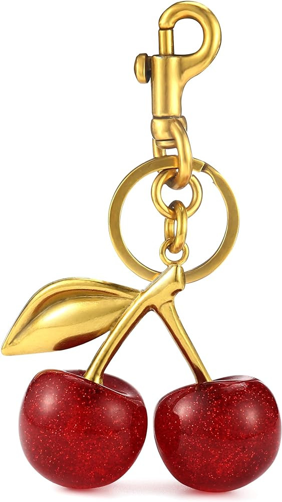MINKARS Cherry Bag Charm, Cherry Keychain Accessory Purse Charm | Amazon (US)
