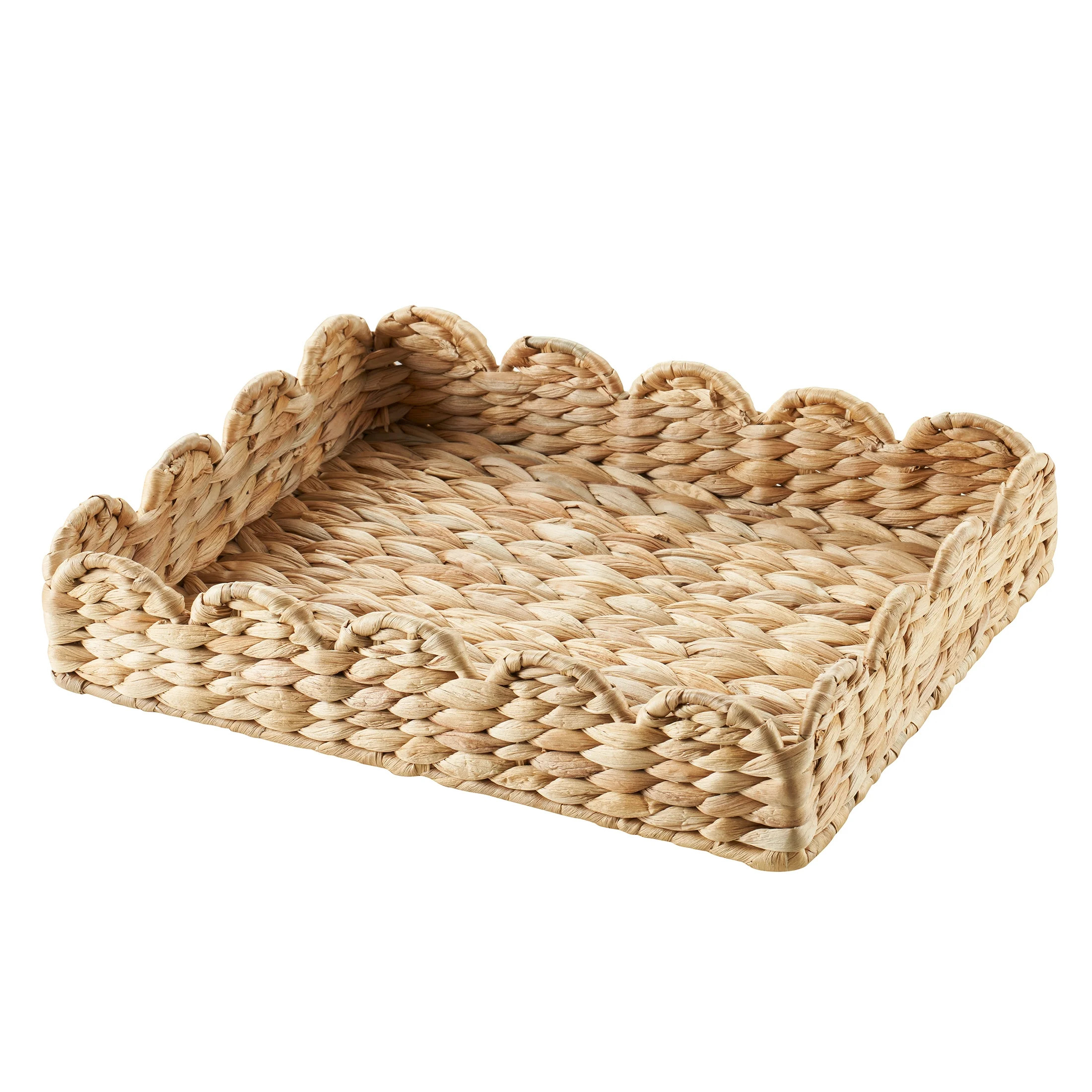 Home Decor Collection 11" x 14" Scalloped Woven Natural Water Hyacinth Decorative Tray | Walmart (US)
