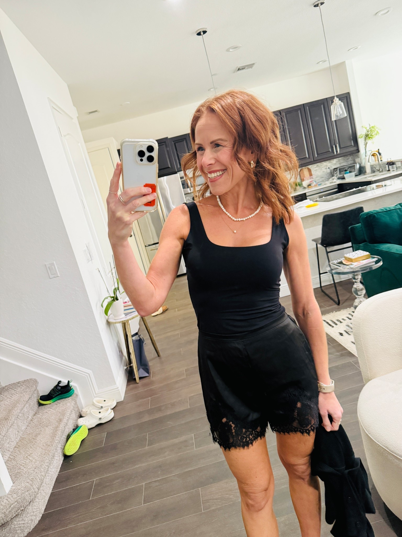 The silky shorts are a must this season. Love love love. With my go-to bodysuit I own in every sleeve length  

#LTKOver40 #LTKFindsUnder50