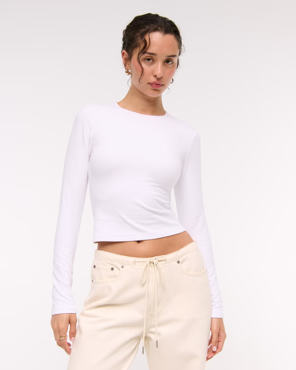 Double-Lined Long-Sleeve Baby Tee | Abercrombie & Fitch (US)