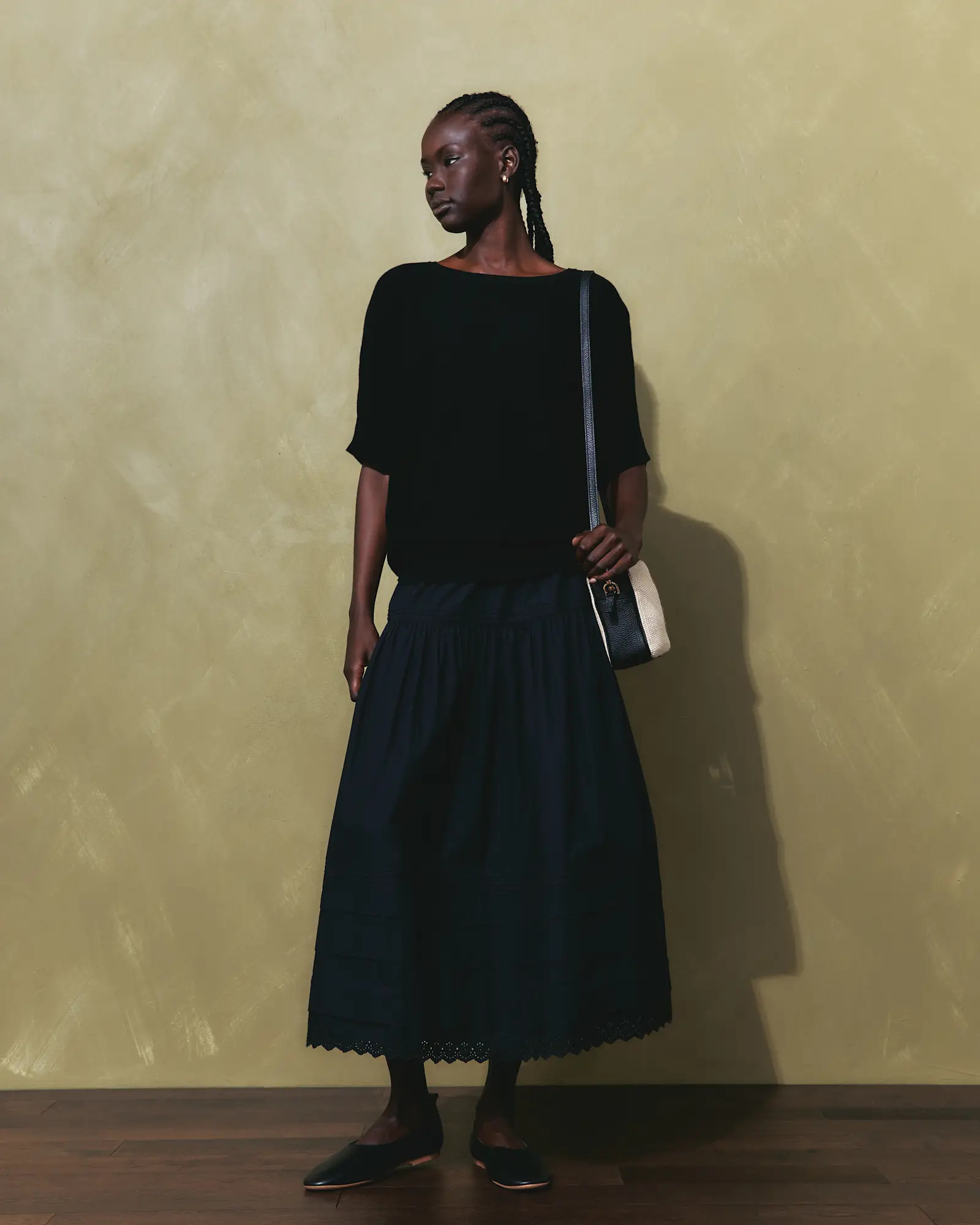 100% Organic Cotton Poplin Pintuck Maxi Skirt | Quince