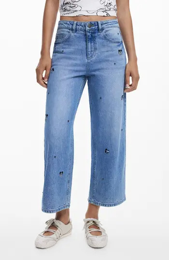 Mickey Mouse Ankle Wide Leg Jeans | Nordstrom