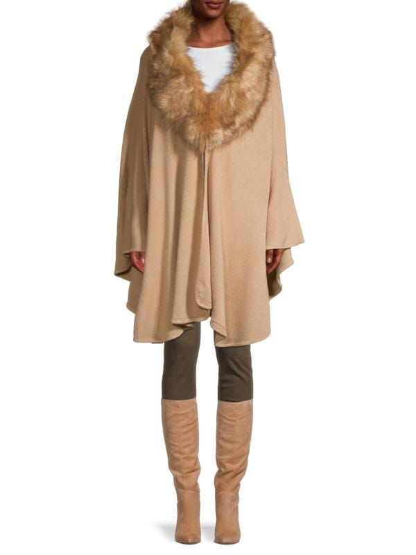 Faux Fur-Trim Cape | Saks Fifth Avenue OFF 5TH