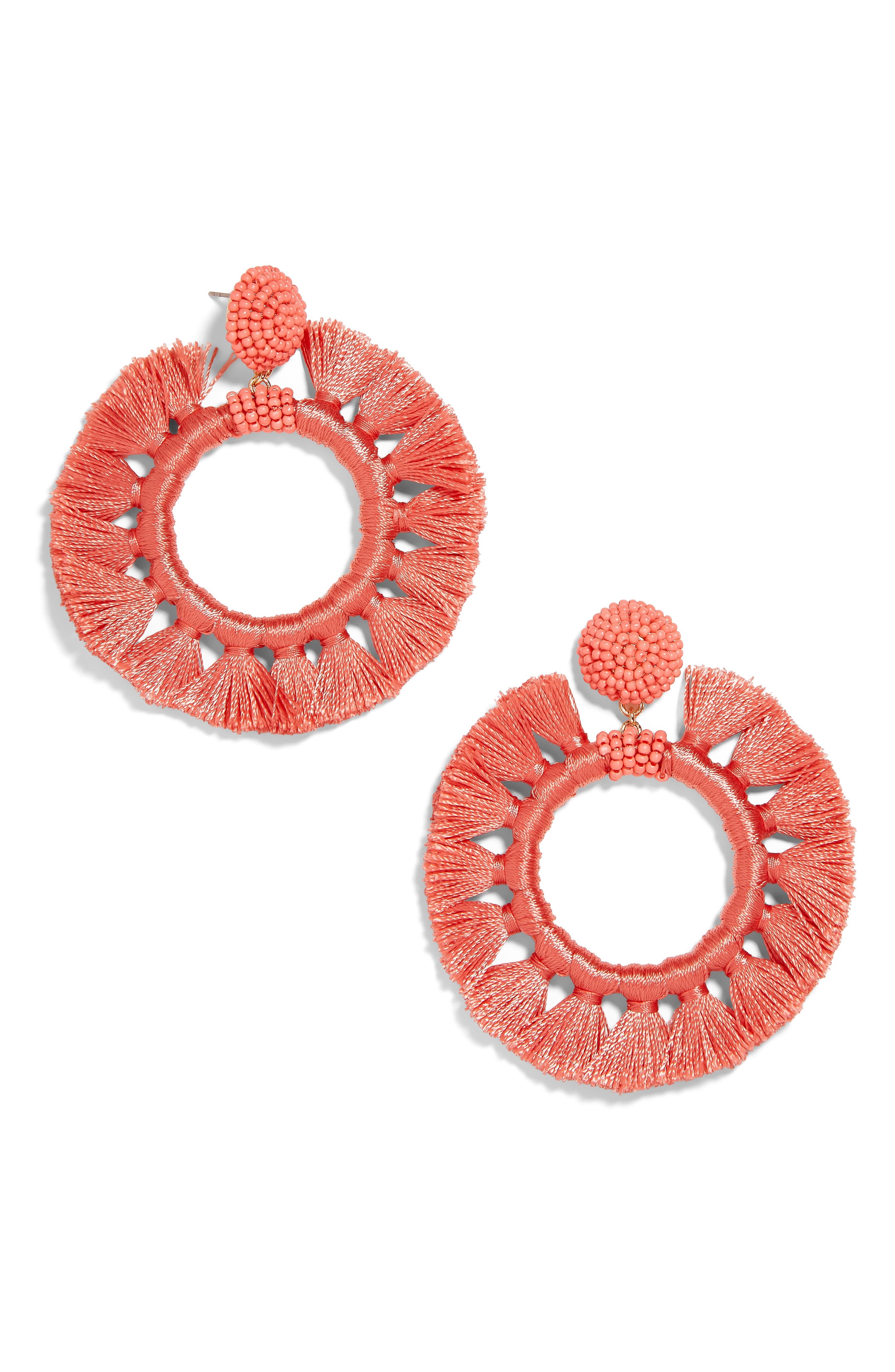Women's Baublebar Adrita Beaded Tassel Hoop Earrings | Nordstrom