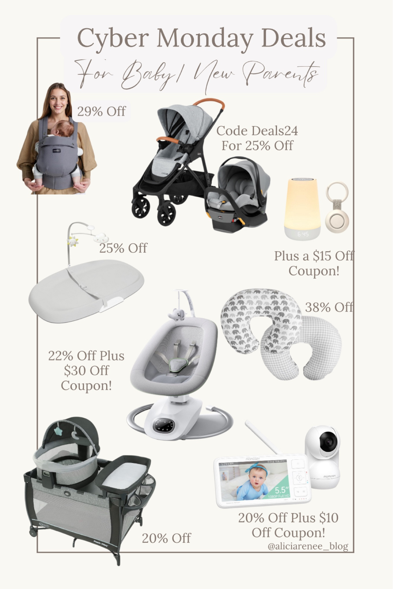 If you’re a new or expecting parent (or shopping for a gift for someone who is), there are some great Cyber Monday deals out there for those must-have baby registry items!
Most of these are items I have on my own registry and we definitely took advantage of the deals to get our travel system and baby monitor.
Psst…MomCozy also has some additional deals available through Amazon that allow an extra 15% off if you purchase qualifying items!

#LTKCyberWeek #LTKSaleAlert #LTKBaby