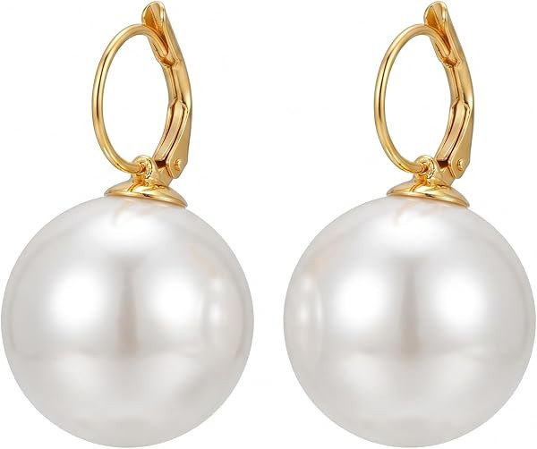 Large Pearl Earrings For Women Big Drop Dangle Radiant Chunky Statement Jewelry Bridal Wedding Ac... | Amazon (US)