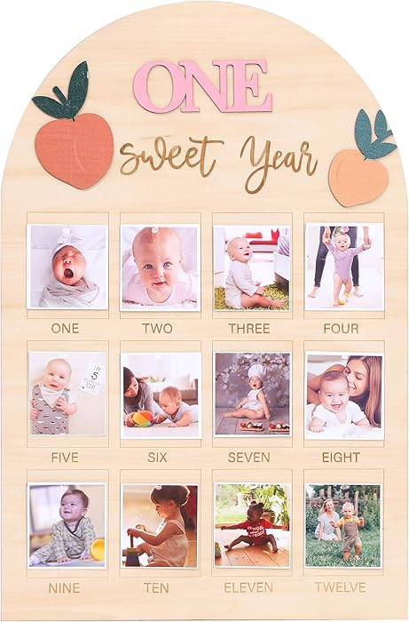 My First Year Photo Board - One Sweet Peach Birthday Milestone Board,Peach 1st Birthday Party Dec... | Amazon (US)