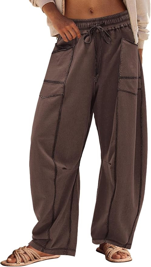 Panadila Womens Barrel Pants Drawstring Wide Leg Sweatpants Baggy Summer Lounge Pants Casual Beac... | Amazon (US)