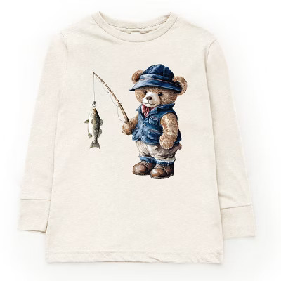 The Juniper Shop Teddy Bear Fisherman Youth Long Sleeve Tee - XS - Natural | Target