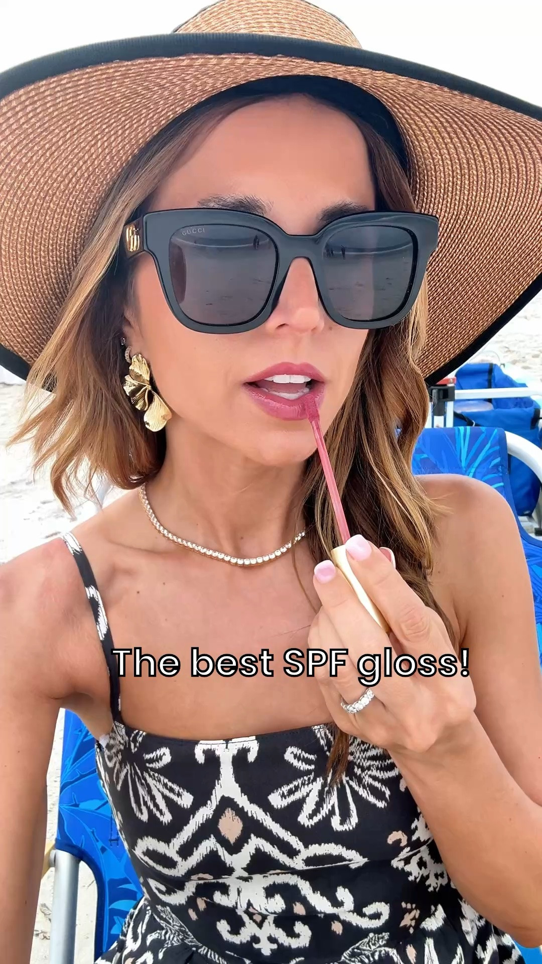 The best SPF gloss in color Camellia! I always bring this to the beach and pool. Vacation outfit. Resort wear. Resort outfit. Beach vacation. Eric Javits packable beach hat. Gucci sunglasses on sale! Cubic Zirconia tennis necklace (I also have a real one and this one is SO convincing!!).

#LTKootd #LTKTravel #LTKBeauty