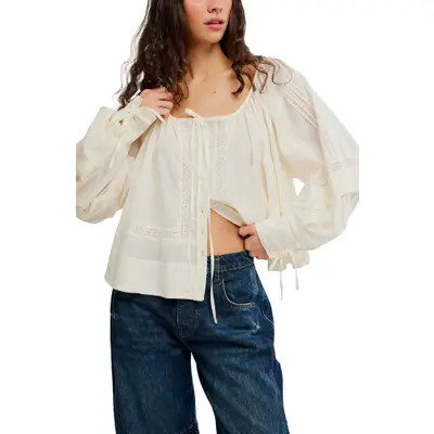 Free People La Lune Cotton Top in Black at Nordstrom, Size Medium | Nordstrom