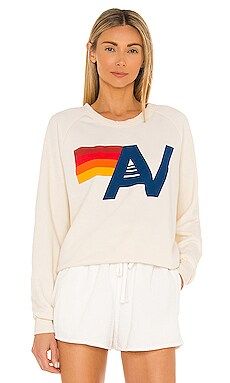 Aviator Nation Logo Crew Sweatshirt in Vintage White from Revolve.com | Revolve Clothing (Global)