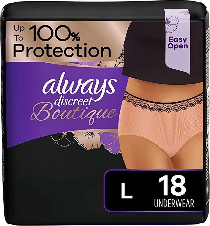 Always Discreet Boutique, Incontinence & Postpartum Underwear for Women, Maximum Protection, Peac... | Amazon (US)