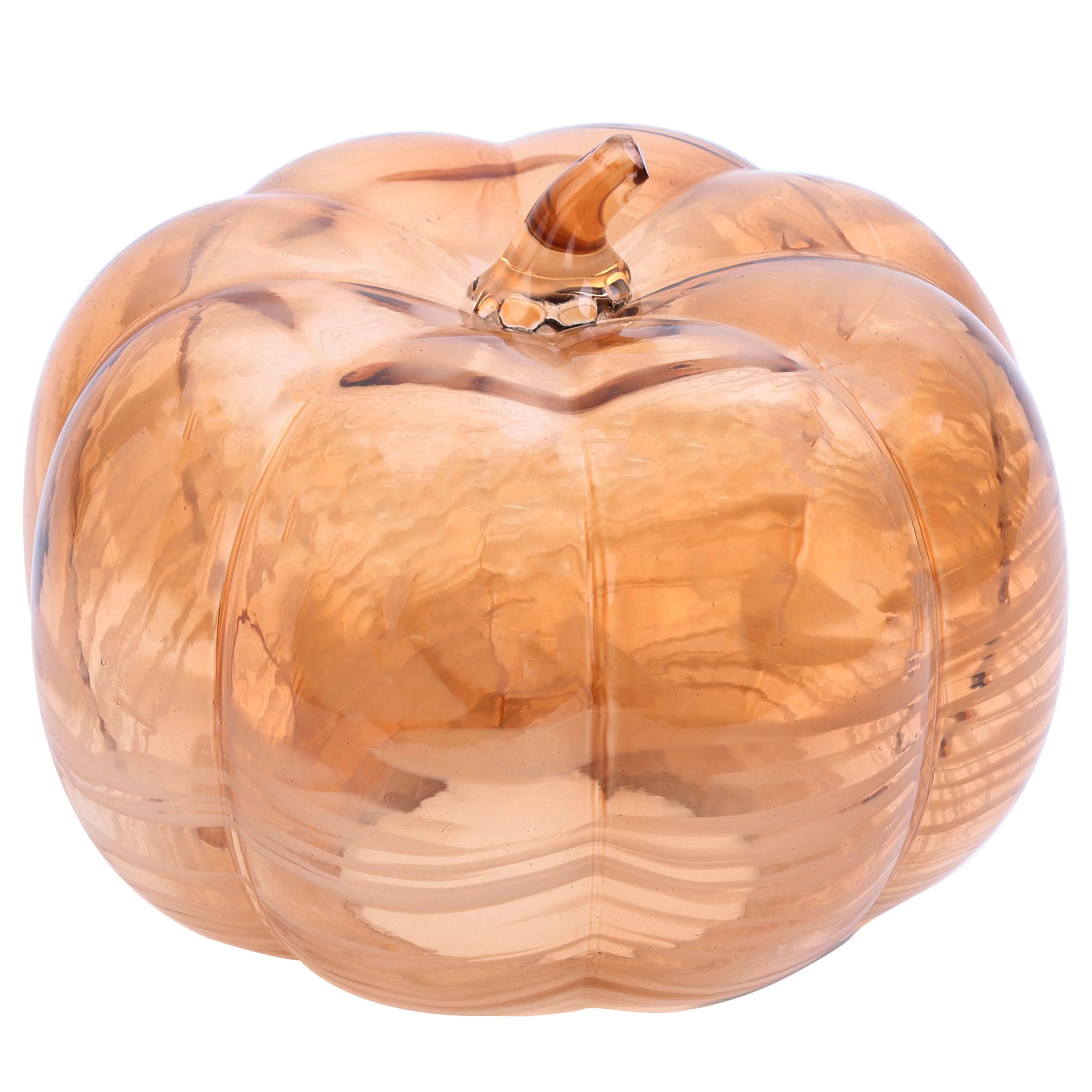 Better Homes & Gardens 8" Fall Decorative Wide Marble Glass Pumpkin, Orange | Walmart (US)