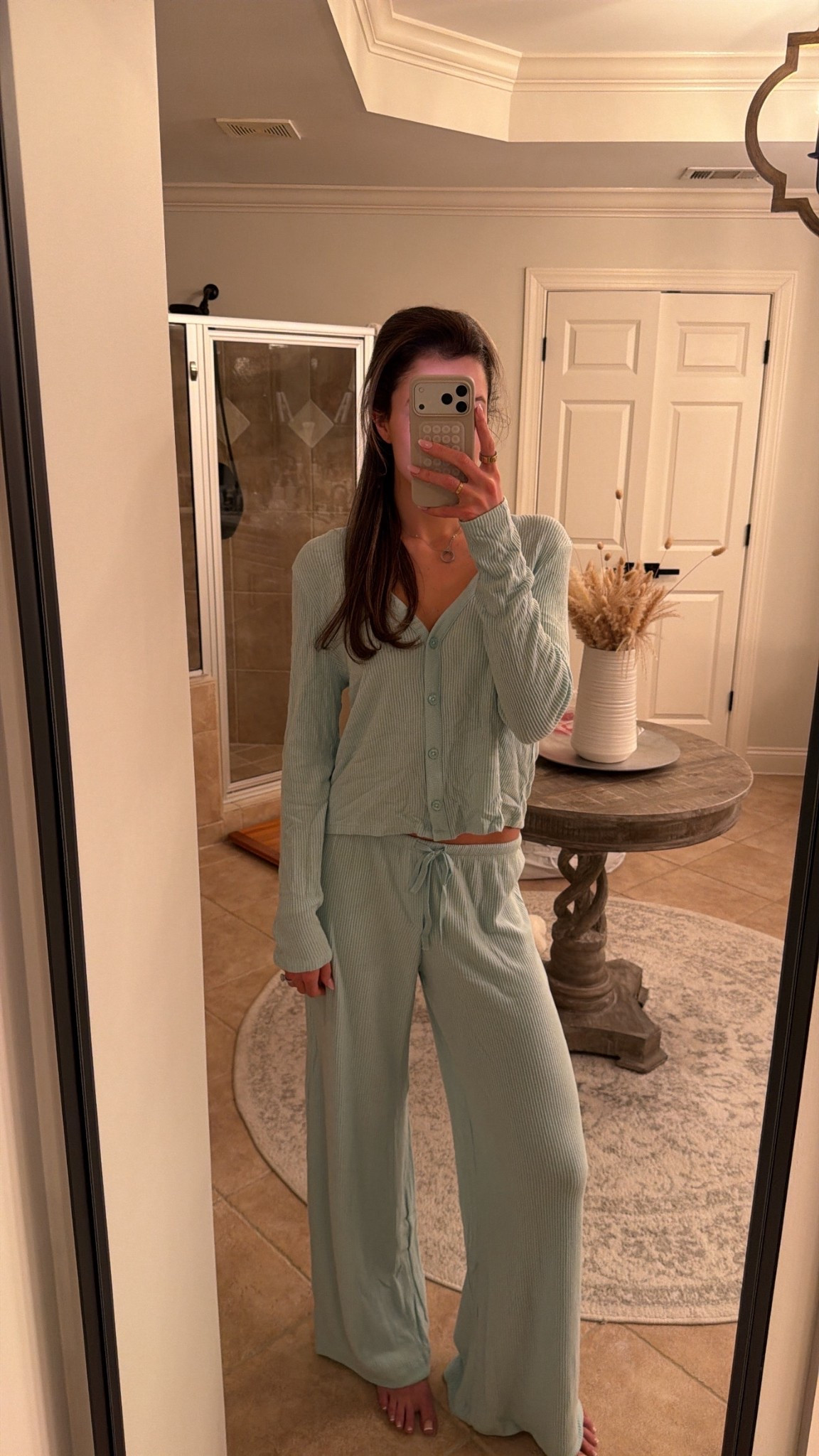 Sized up to a large in the top. 
Wearing small long in the pants. 

#LTKootd #LTKunboxing #LTKspring