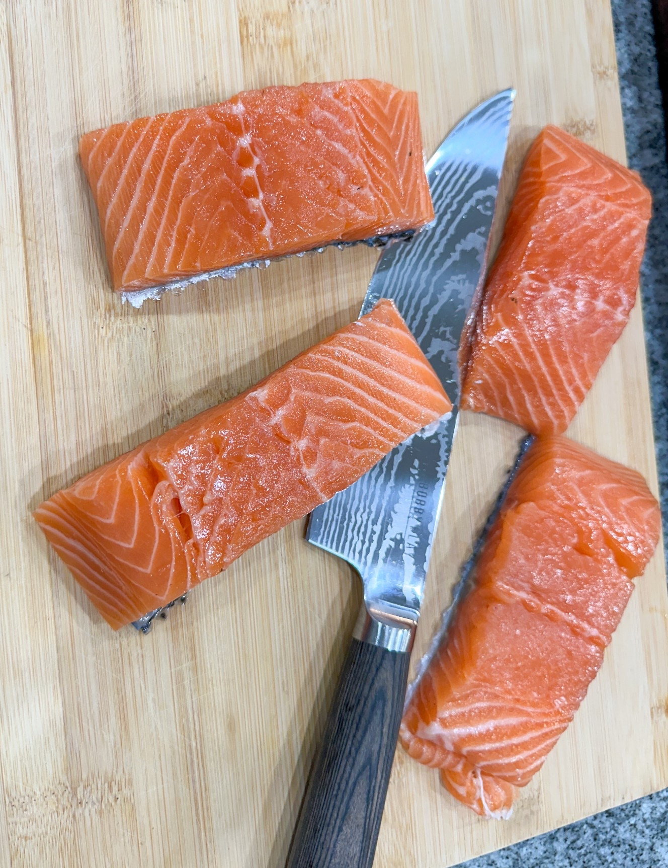 New knife to cut my salmon into bite size pieces. This Bobby flay’s 8” chef’s knife was perfect to use for this task. Love the look of the knife. #BobbyFlay #ChefsKnife #Knives 

#LTKfoodie