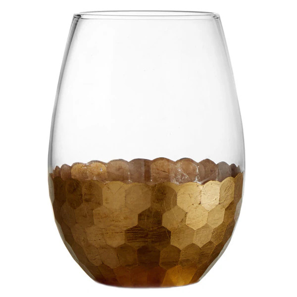 Fitz and Floyd Daphne 20-ounce Gold Stemless Glasses (Set of 4) | Bed Bath & Beyond