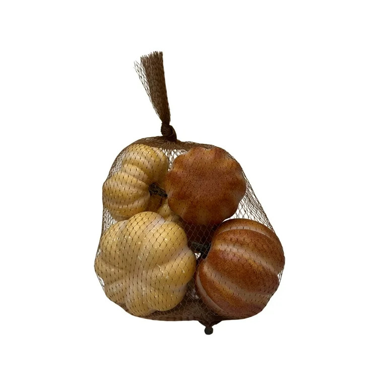 Mini Foam Pumpkins Tabletop Decor, Orange & Tan, 5 Count, Fall by Way To Celebrate | Walmart (US)