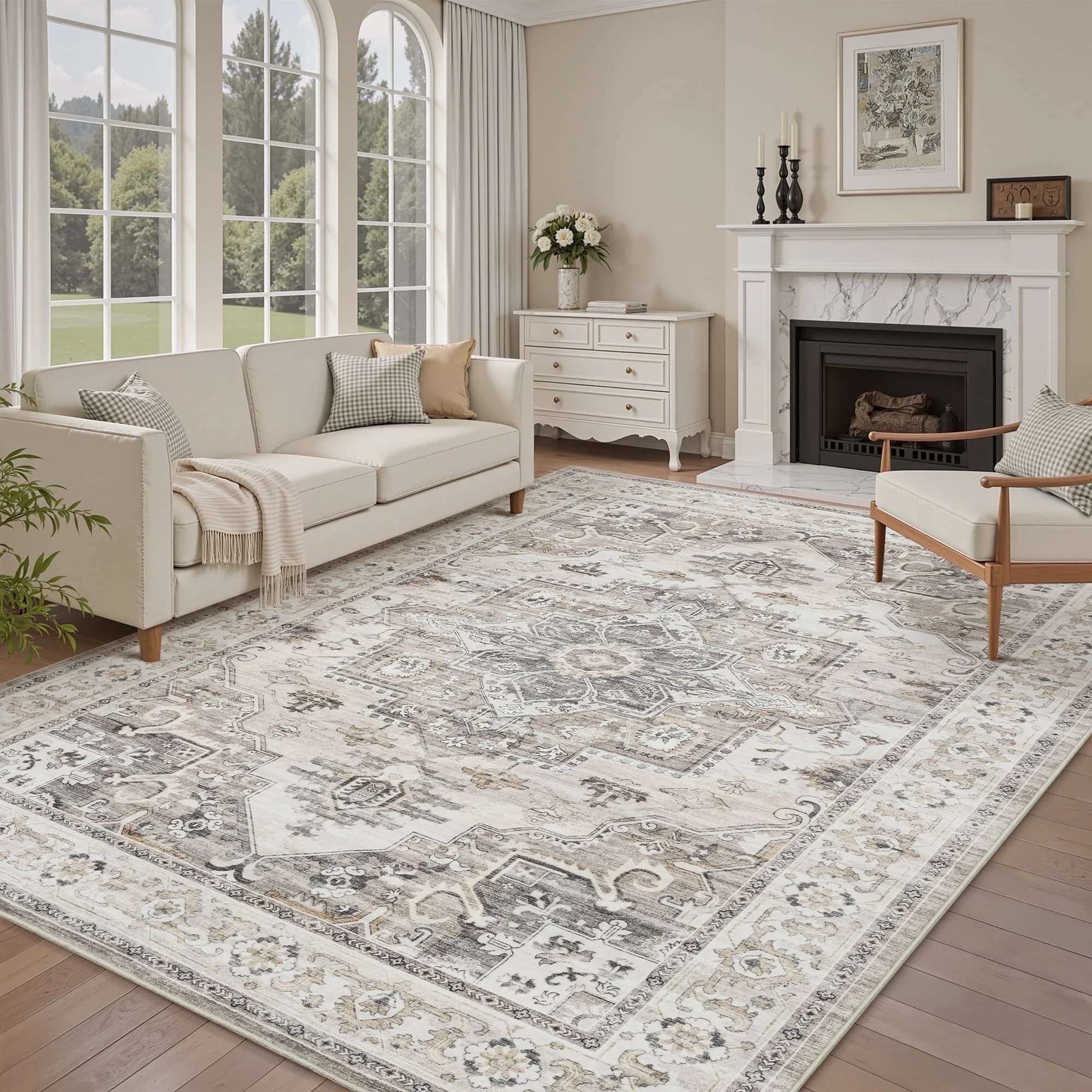 SIXHOME 5'x7' Area Rugs for Living Room Washable Traditional Distressed Carpet Non Slip Soft Retr... | Walmart (US)