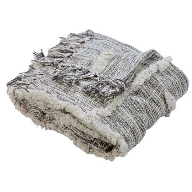 Woven Paths Abstract Lines Gray & Natural Cotton Throw Blanket, 50" x 60" - Walmart.com | Walmart (US)