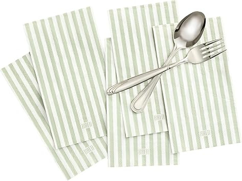 Striped 100-Count Luxury Disposable Napkins, European Stripes Design, 2-Ply Tableware, Linen-Feel... | Amazon (US)
