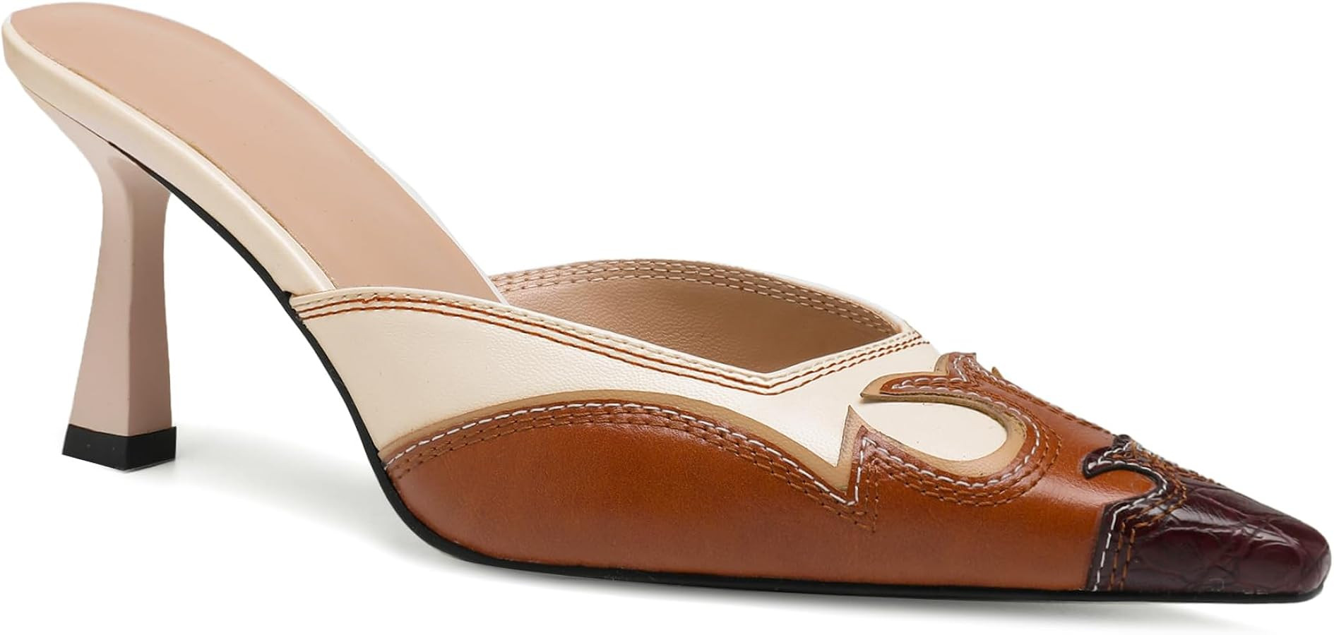 Pointed Toe Sequin Mules for Women Slip On Mesh Kitten Heels Pumps Backless Wedding Dress Daily P... | Amazon (US)