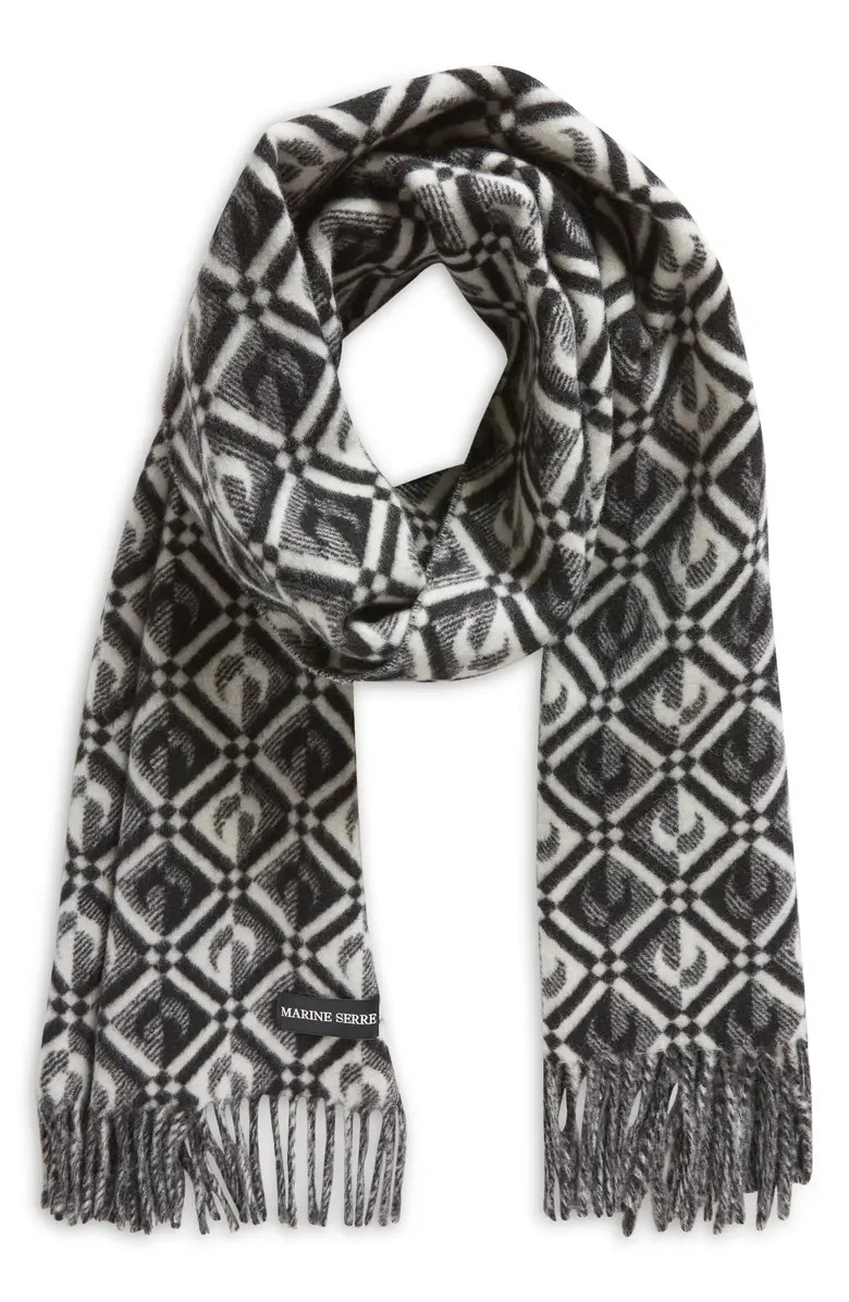 Marine Serre Moon Diamant Virgin Wool Fringe Scarf | Nordstrom | Nordstrom