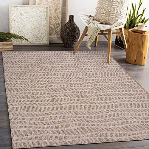 Indoor Outdoor geo Wave Rug (8'x10', Natural Neutral Brown) | Amazon (US)