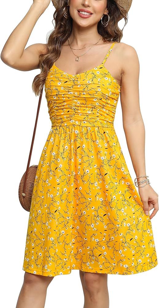 Duppoly Spaghetti Strap Dresses for Women Casual Sundress for Women Beach A Line Summer Dress for... | Amazon (US)