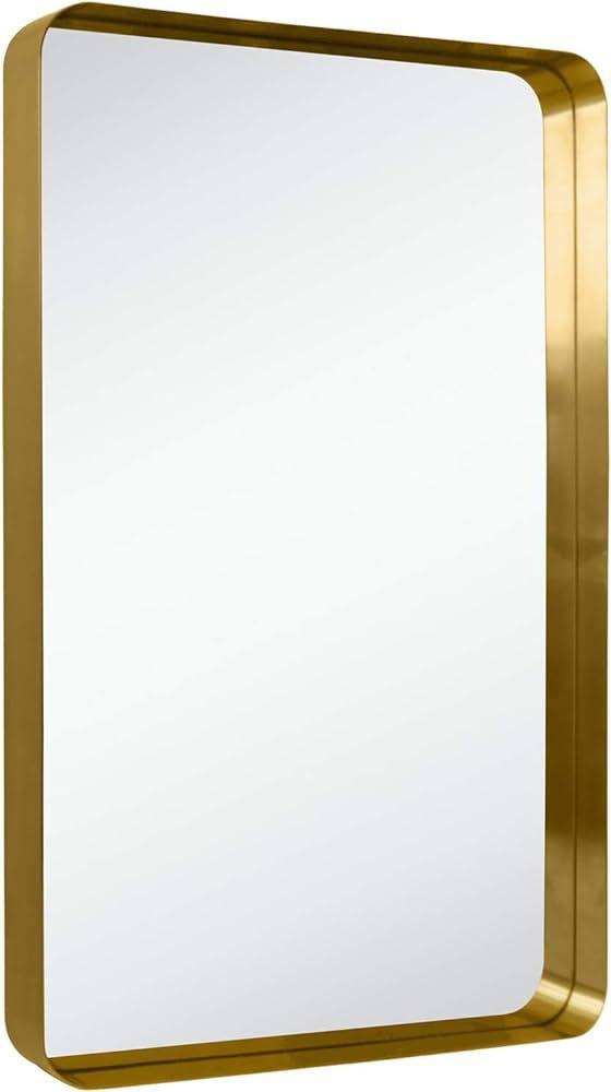 Amazon.com: TEHOME 24x36 Brushed Gold Metal Framed Bathroom Mirror for Wall in Stainless Steel Ro... | Amazon (US)