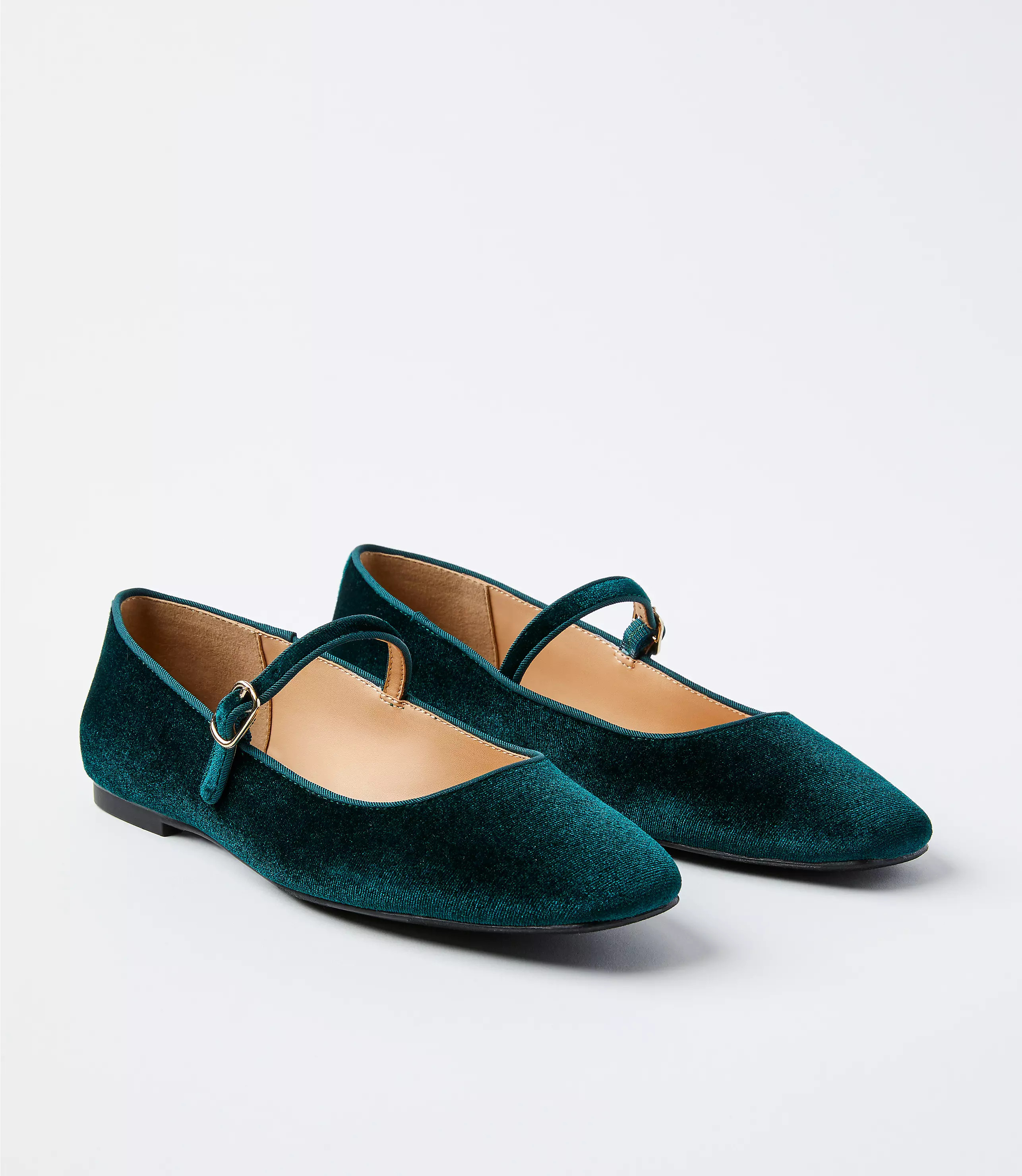 Velvet Buckle Strap Ballet Flats | LOFT