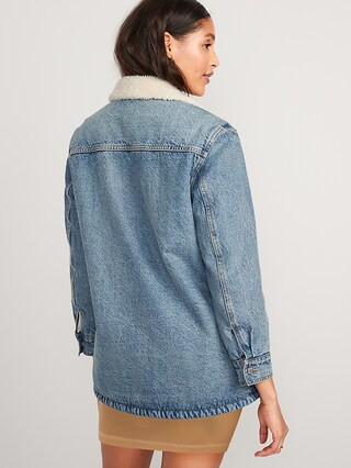 Sherpa-Lined Non-Stretch Jean Utility Shacket or Women | Old Navy (US)