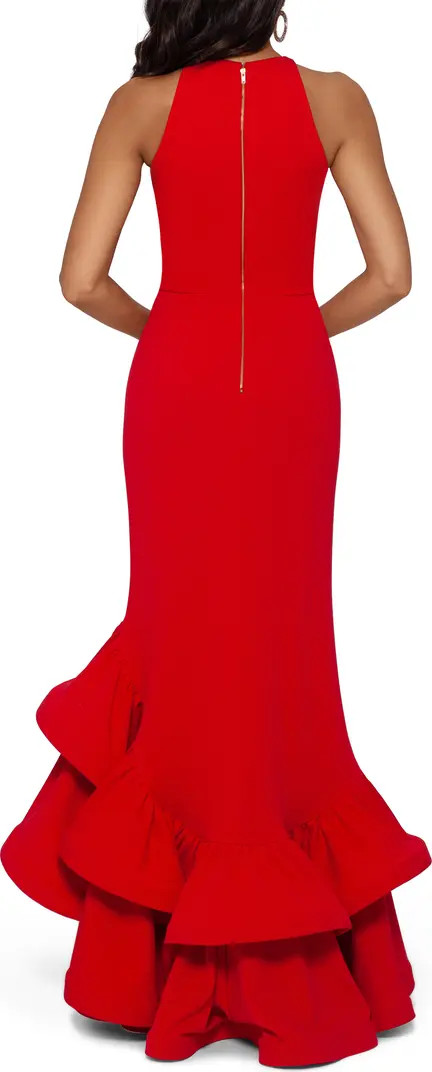 Ruffle Halter Crepe Gown | Nordstrom