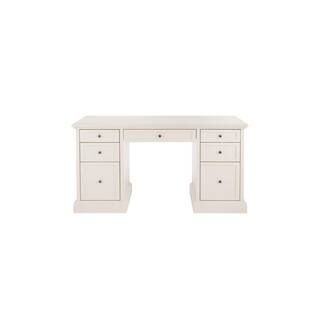 Home Decorators Collection 61 in. Rectangular Polar White 7 Drawer Executive Desk with Solid Wood... | The Home Depot