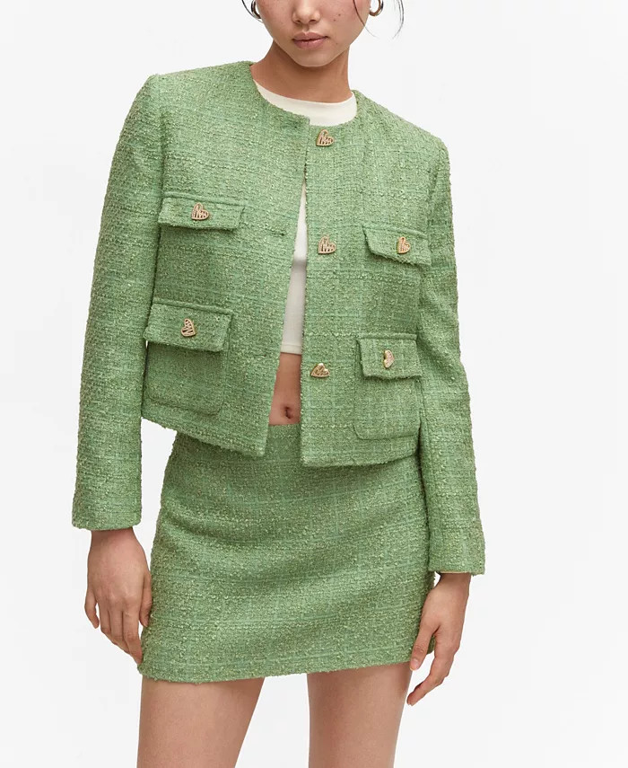 Women's Jewel Buttons Tweed Jacket | Macy's