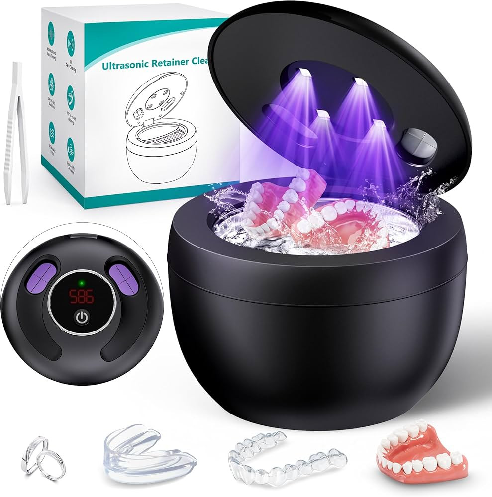 Upgraded Ultrasonic Retainer Cleaner Machine, 45kHz Ultrasonic Dentures Cleaner for Night Guards,... | Amazon (US)