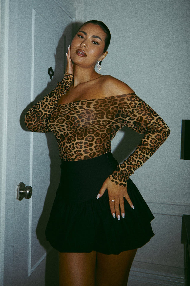 Miss Lola | Jovana Leopard Off The Shoulder Top | MISS LOLA