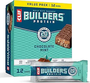 CLIF BUILDERS - Protein Bars - Chocolate Mint - 20g Protein - Gluten Free (2.4 Ounce, 12 Count) | Amazon (US)