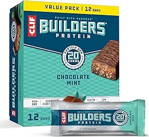CLIF BUILDERS - Protein Bars - Chocolate Mint - 20g Protein - Gluten Free (2.4 Ounce, 12 Count) | Amazon (US)