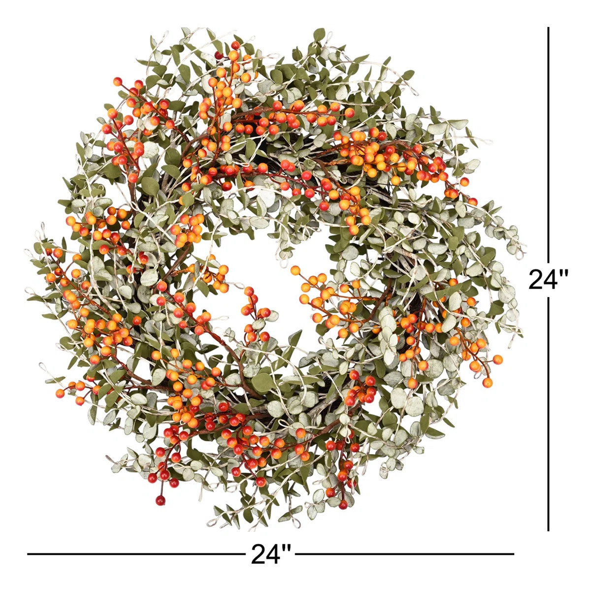 24" Artificial Eucalyptus Berry Thanksgiving Fall Front Door Wreath | Wayfair North America