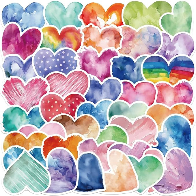 50 PCS Love Stickers Heart Sticker Cute Sticker for Journaling Laptop Scrapbook Water Bottles Gui... | Amazon (US)