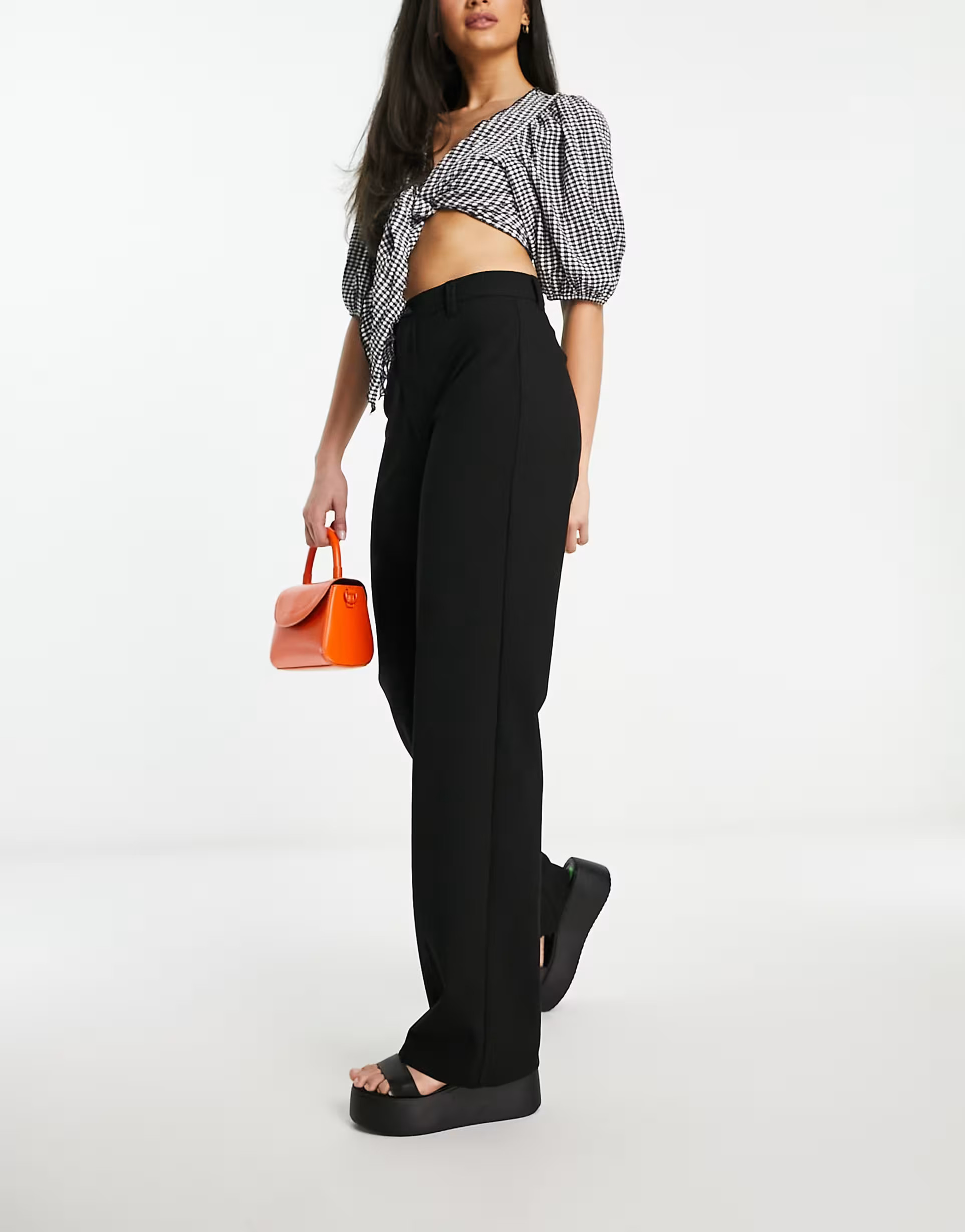 Pull&Bear high waisted tailored pants in black | ASOS (Global)
