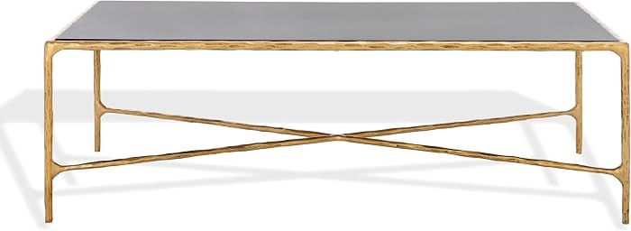 SAFAVIEH Couture Collection Jessa Brass Cross Base & Black Marble Top Rectangular Coffee Table, F... | Amazon (US)