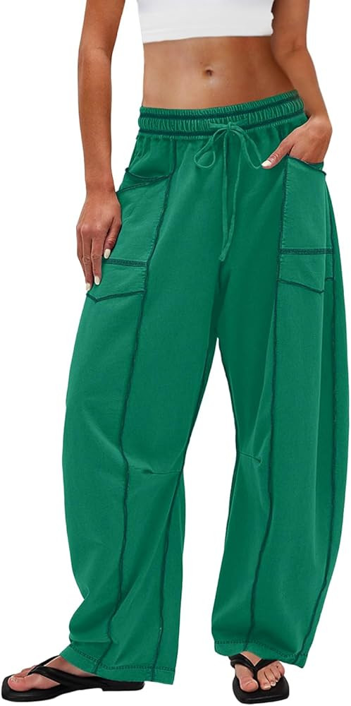 UNIANKIYA Womens Barrel Sweatpants Baggy Pants Wide Leg Sweat Pants Lounge Trousers with Pockets ... | Amazon (US)