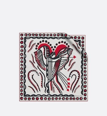 Cupidon Square Scarf White, Black and Red Silk Twill | DIOR | Dior Beauty (US)