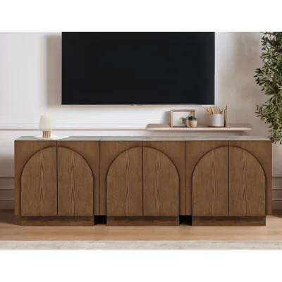 Aurelie 3 Piece Modular Solid Wood Tv Stand Arched Storage Cabinet Credenza (Set of 3) | Wayfair North America
