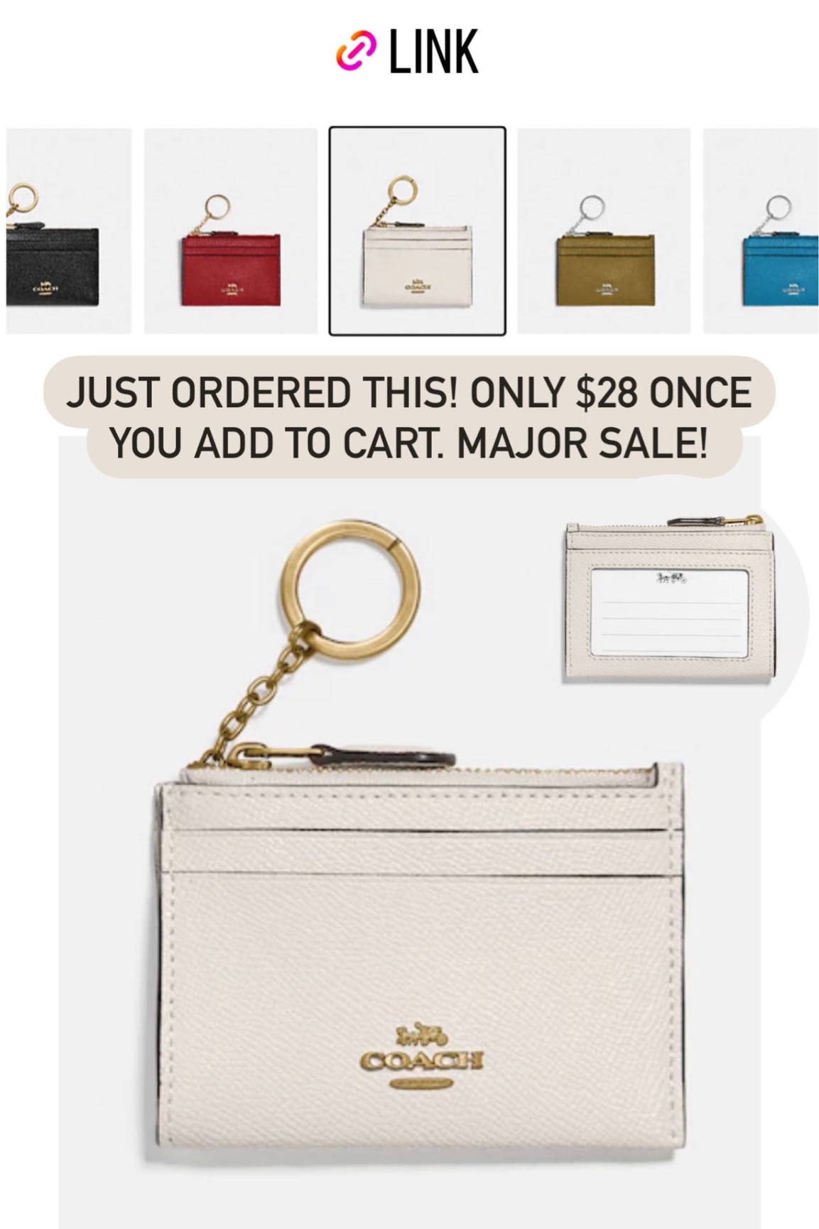 Coach Card Holder keychain with clear ID pocket. Designer sale! Designer wallet / workwear / work wallet / work bag / work outfit / teacher gift 

#LTKworkwear #LTKSeasonal #LTKSale