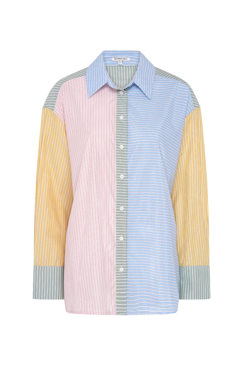 Adeline Mixed Stripe Oversized Shirt with TENCEL™ Lyocell fibres | Olivia Rubin